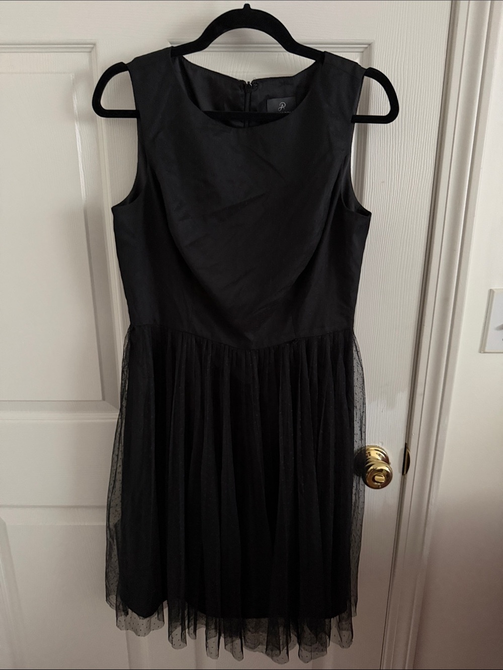 Adrianna Papell Black Sleeveless Tulle Midi Dress